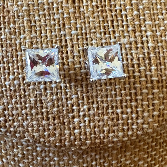 Jewelry - Solid Sterling Silver 2 Carat TW Princess Cut Moissanite Earrings